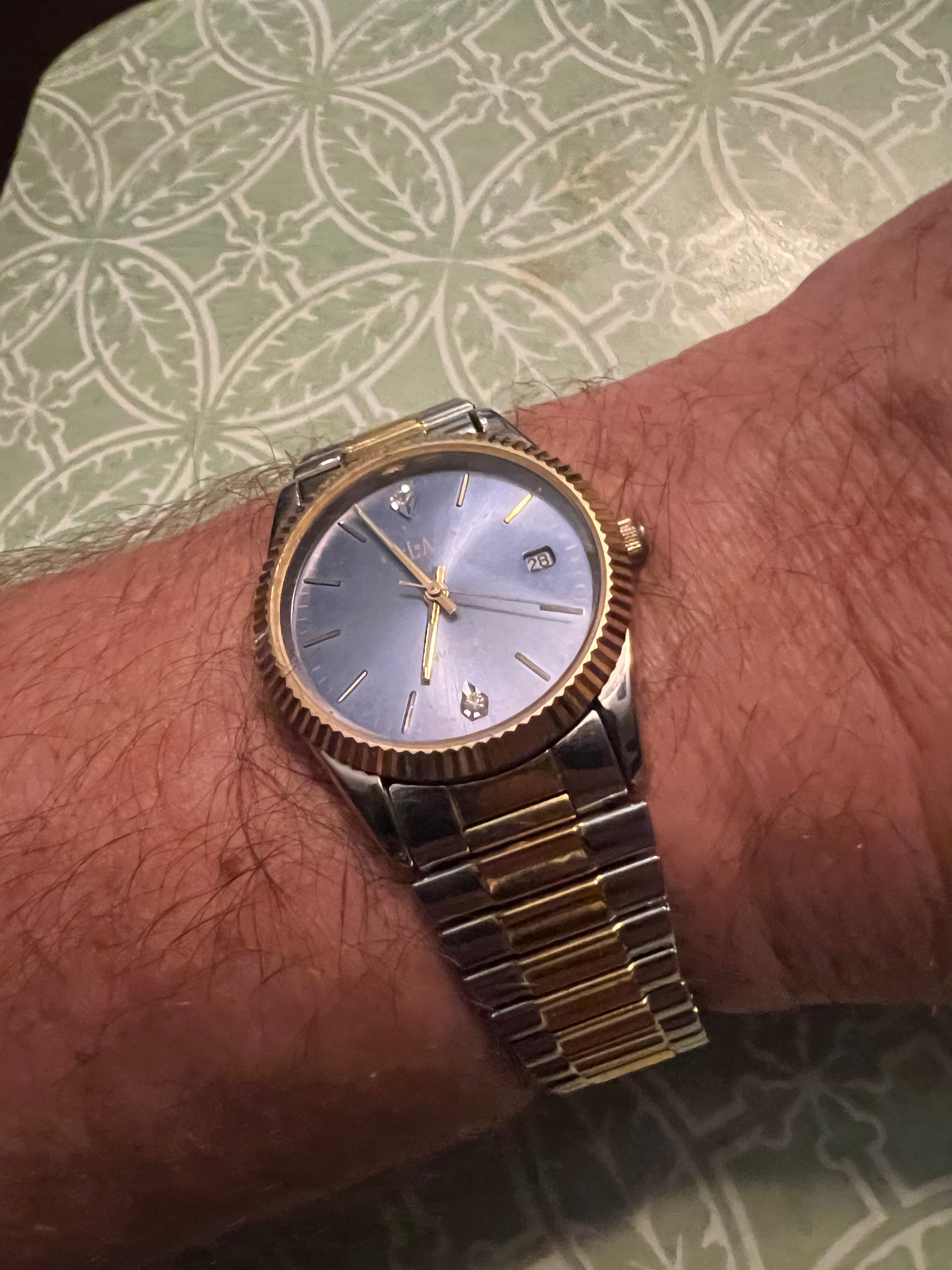 Men’s LA Express two tone dress watch diamond accent