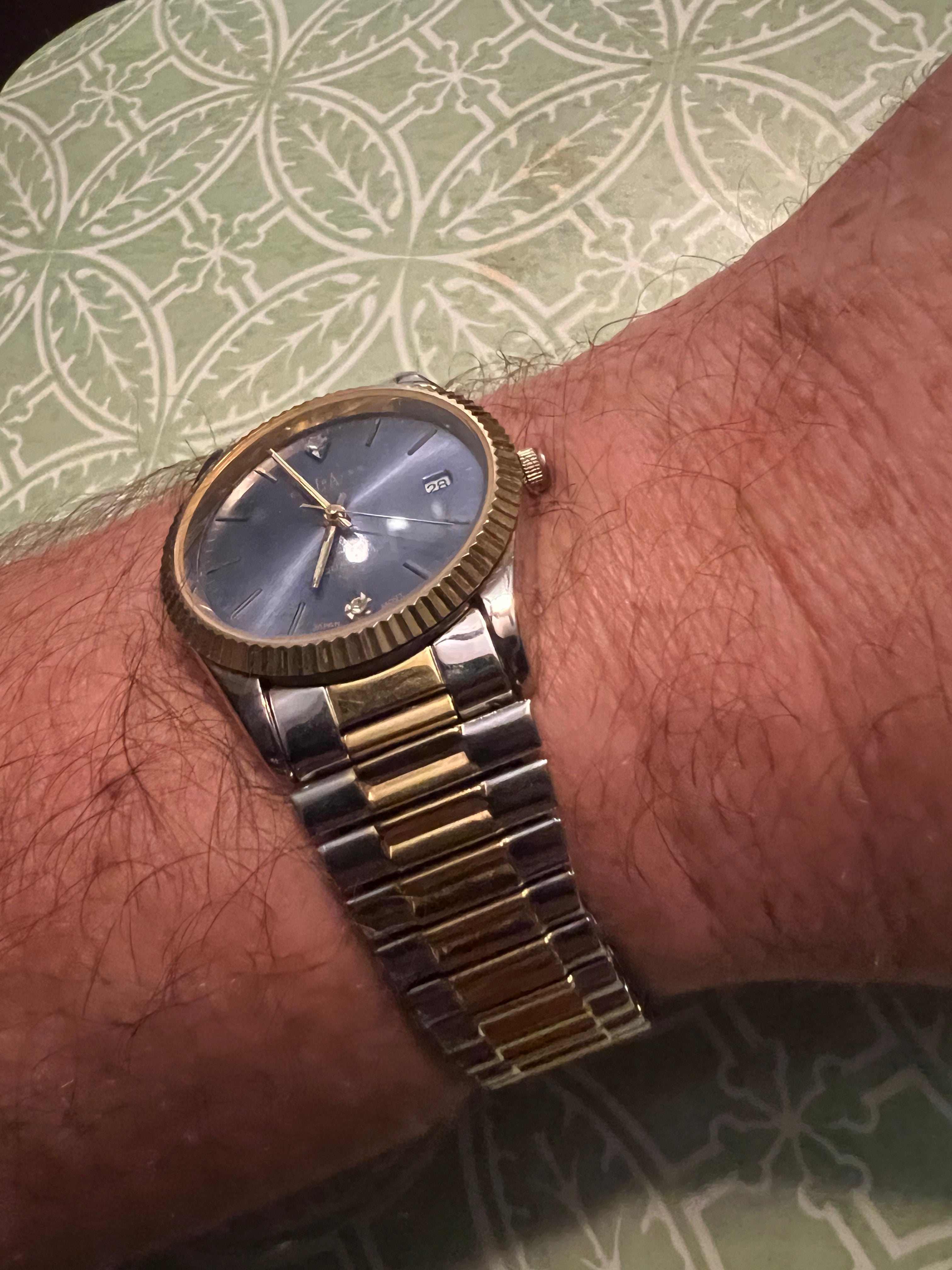 Men’s LA Express two tone dress watch diamond accent