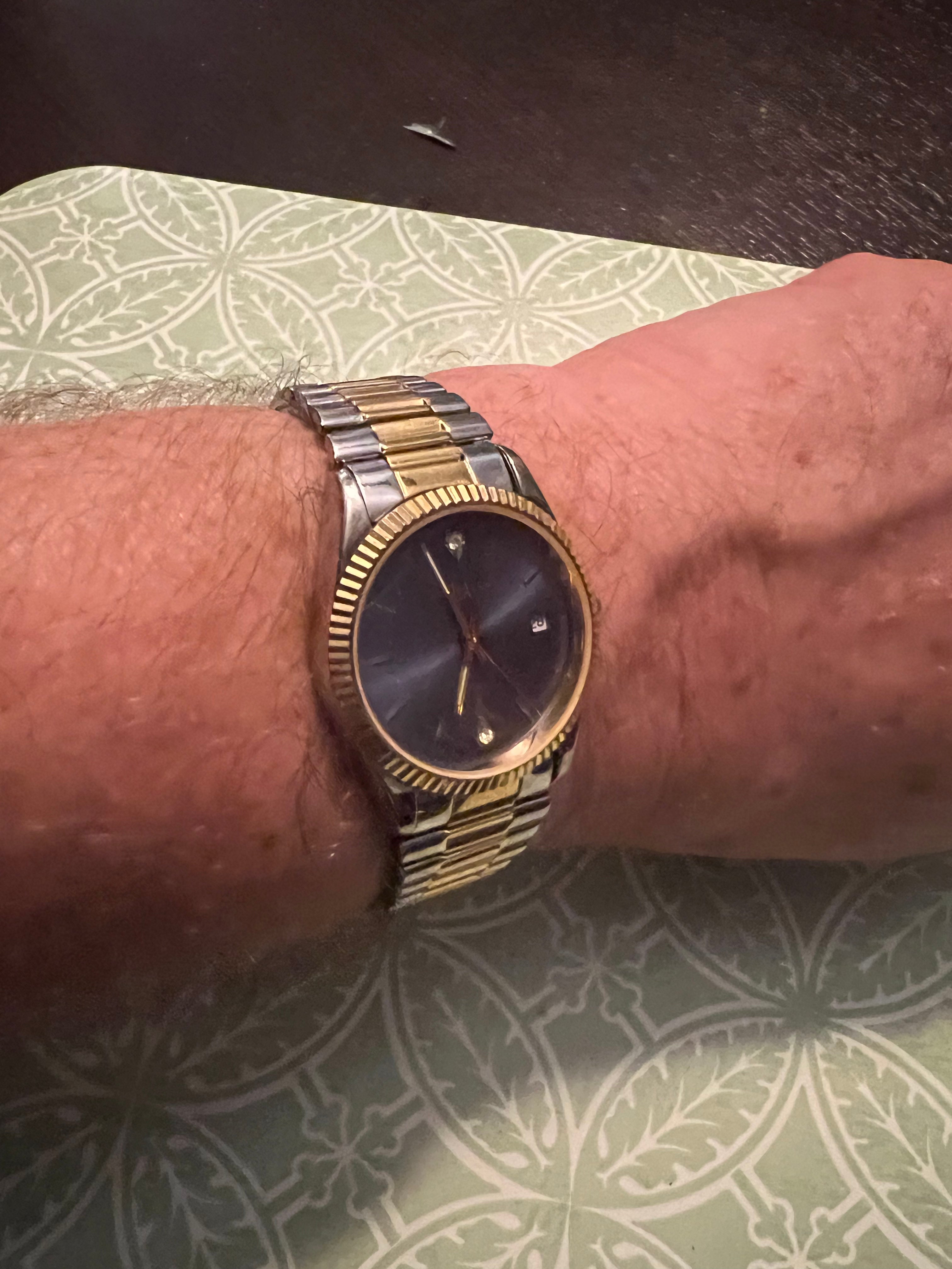 Men’s LA Express two tone dress watch diamond accent