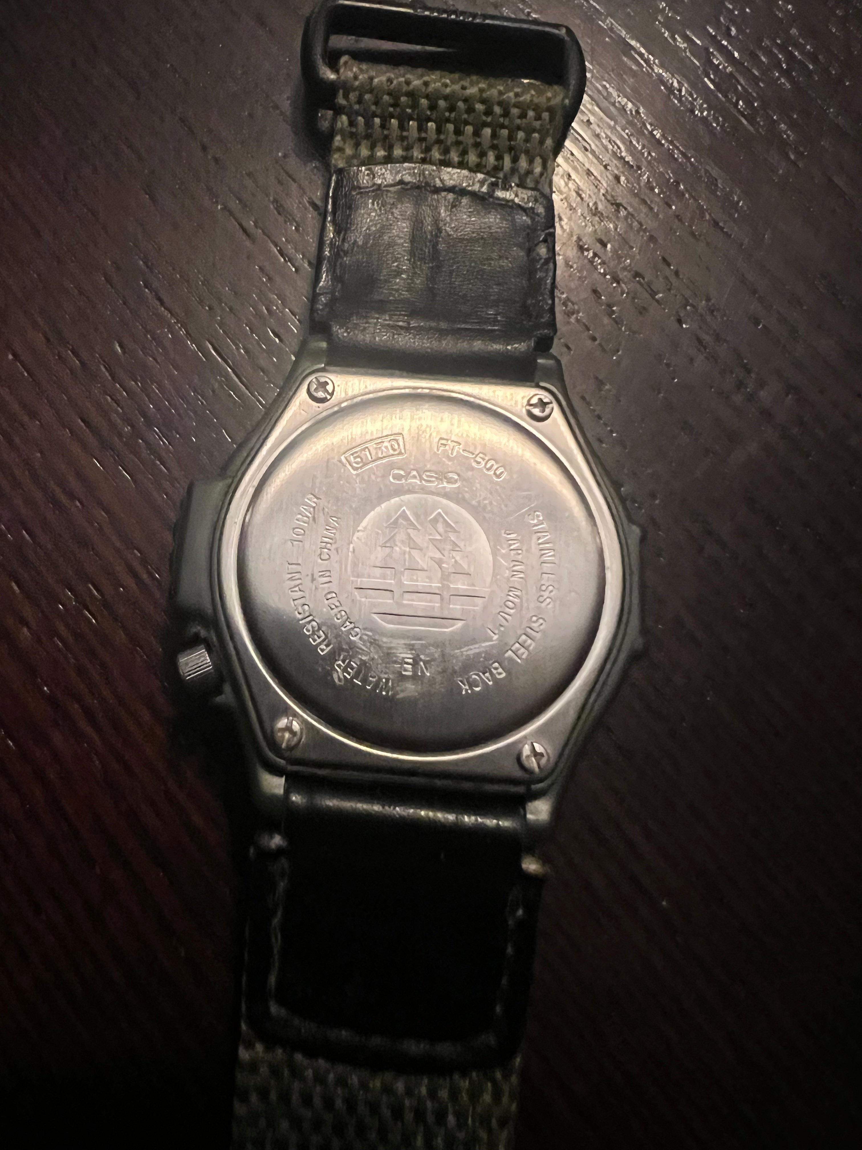 CASIO Forester 1999 FT-500 Nylon Strap Men's Watch New Battery Bright Glow 5170