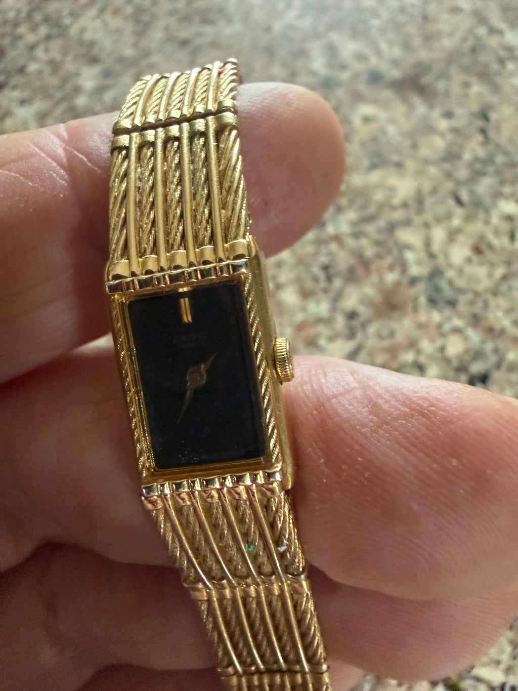 Vintage Seiko 2E20-5260 Ladies Quartz Watch Black Dial Gold Tone New Battery