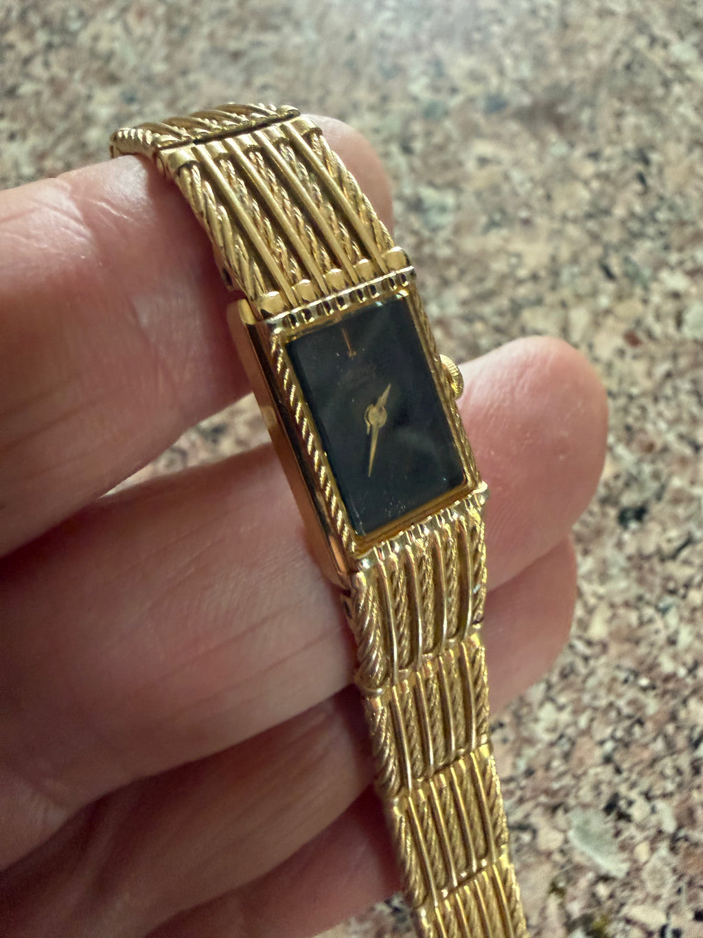 Vintage Seiko 2E20-5260 Ladies Quartz Watch Black Dial Gold Tone New Battery