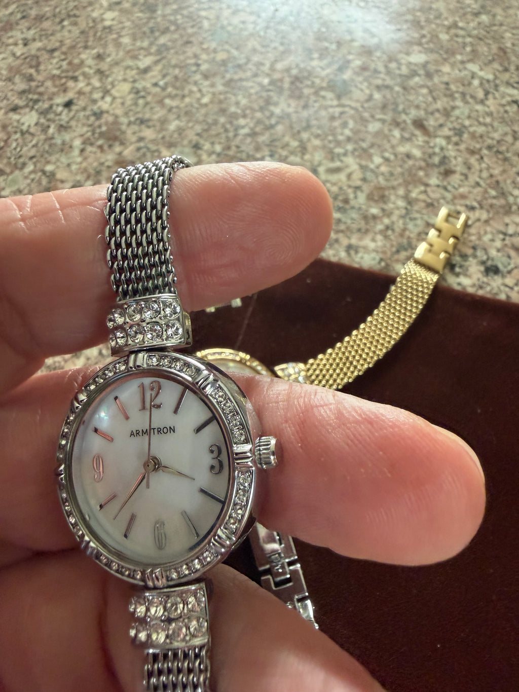 2pc Watch Lot Vintage Armitron Gold And R Tone With Crystal Accent New Batteries