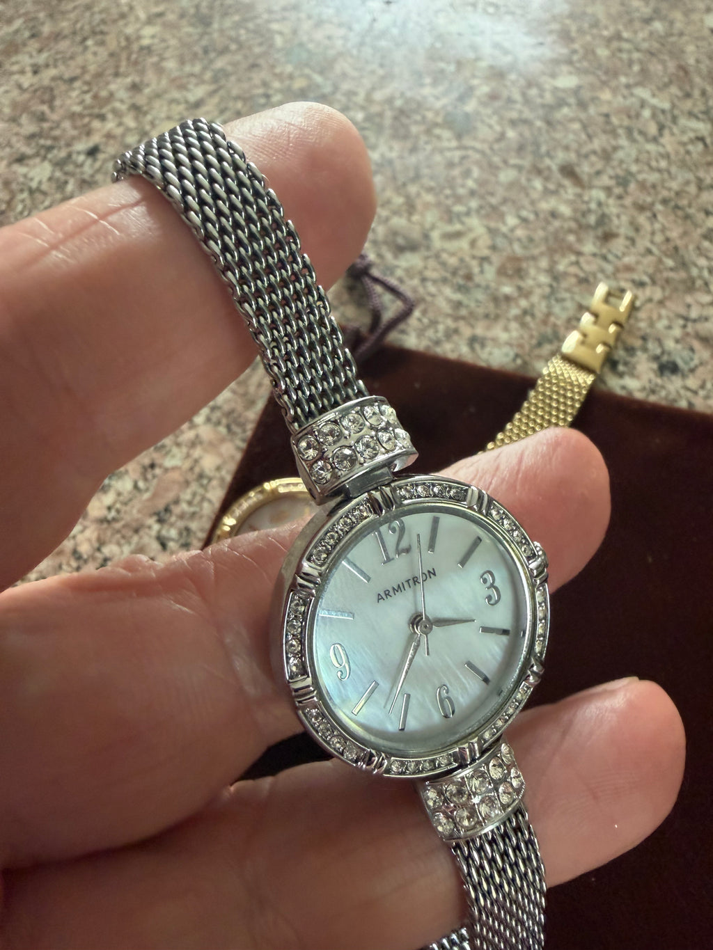 2pc Watch Lot Vintage Armitron Gold And R Tone With Crystal Accent New Batteries