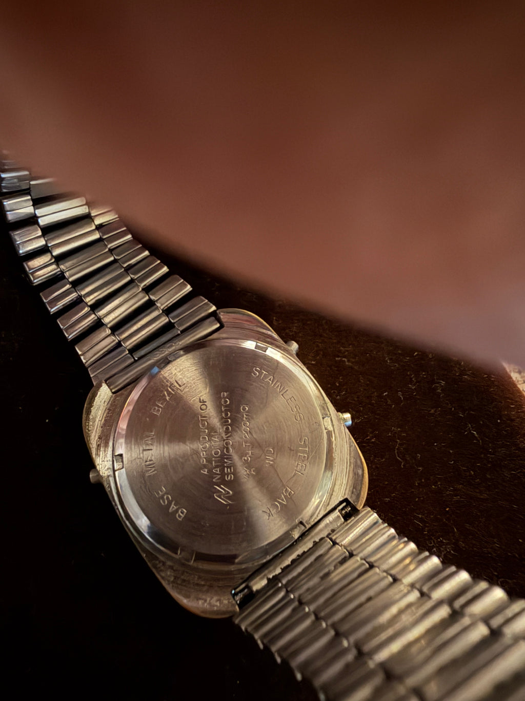 Vintage National Semiconductor Mens Silvertone LED Watch. New Battery XLNT 1978