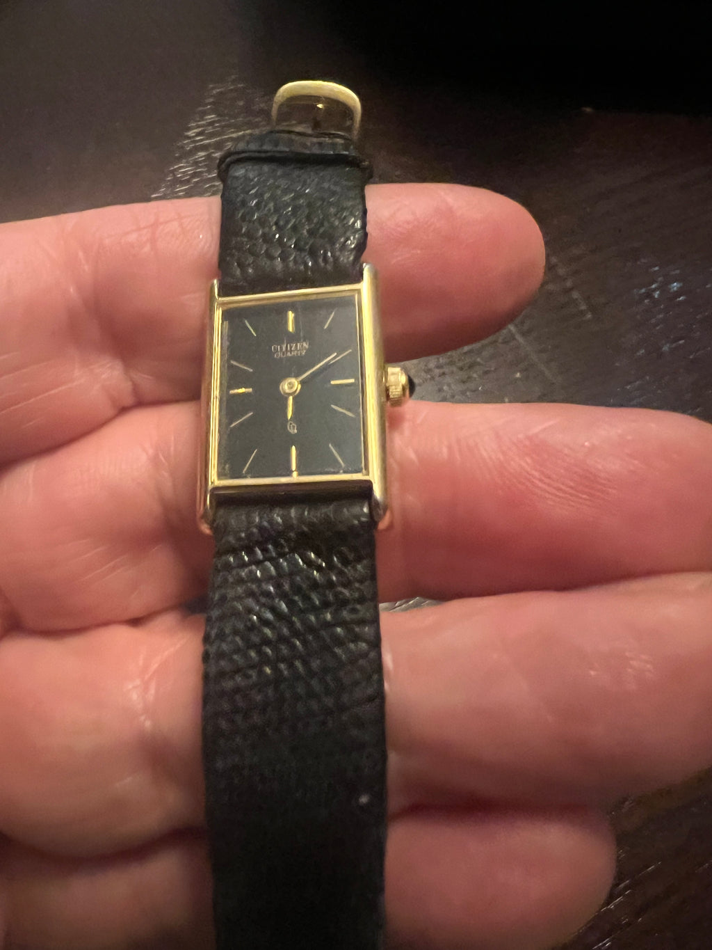 Vintage Citizen  3220-s18604 Dainty Ladies Gold Tone Watch With Lizard Strap