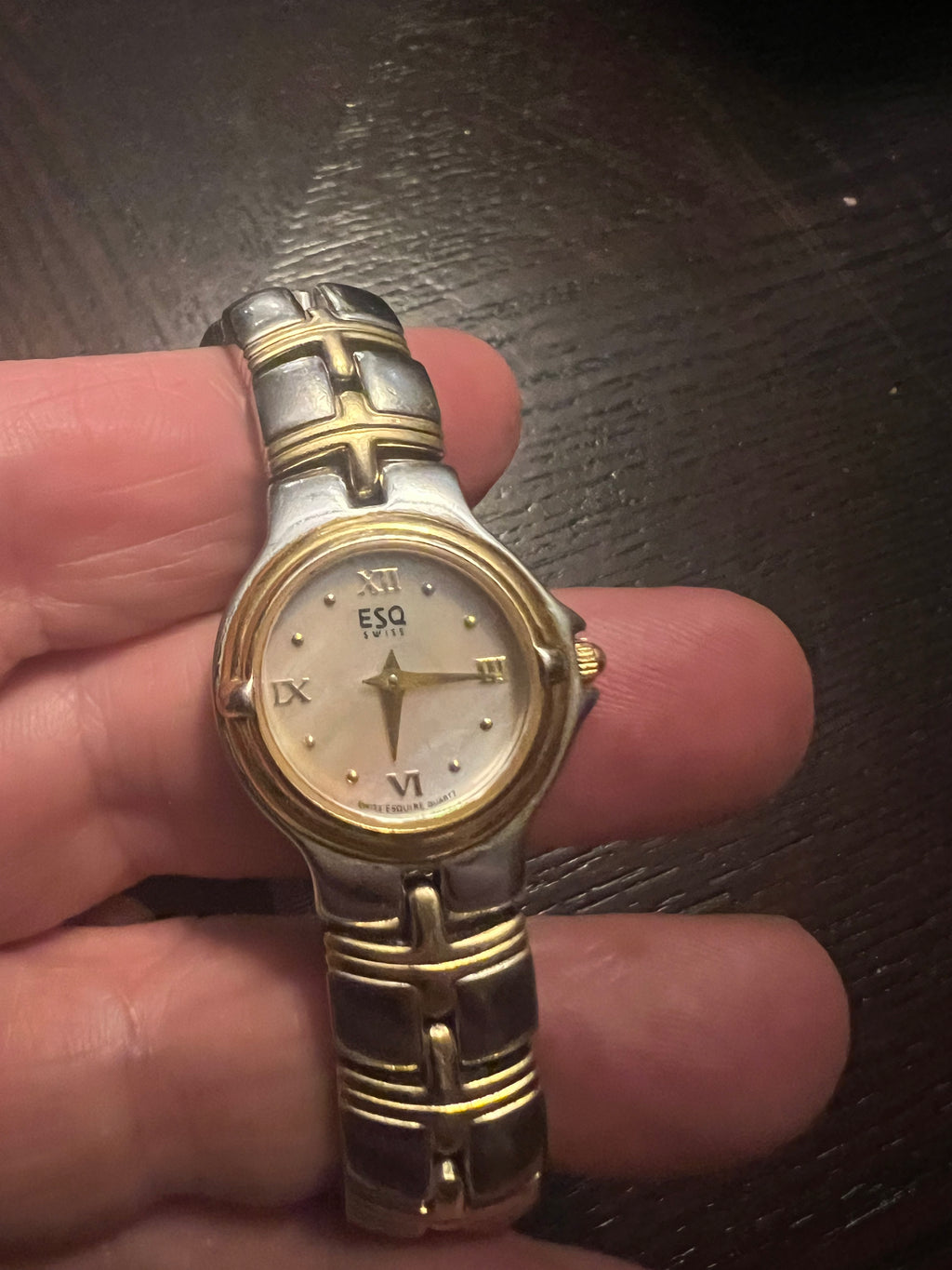 Estate ESQ By Movado Ladies Gold Tone White Dial Roman Numeral Swiss Watch