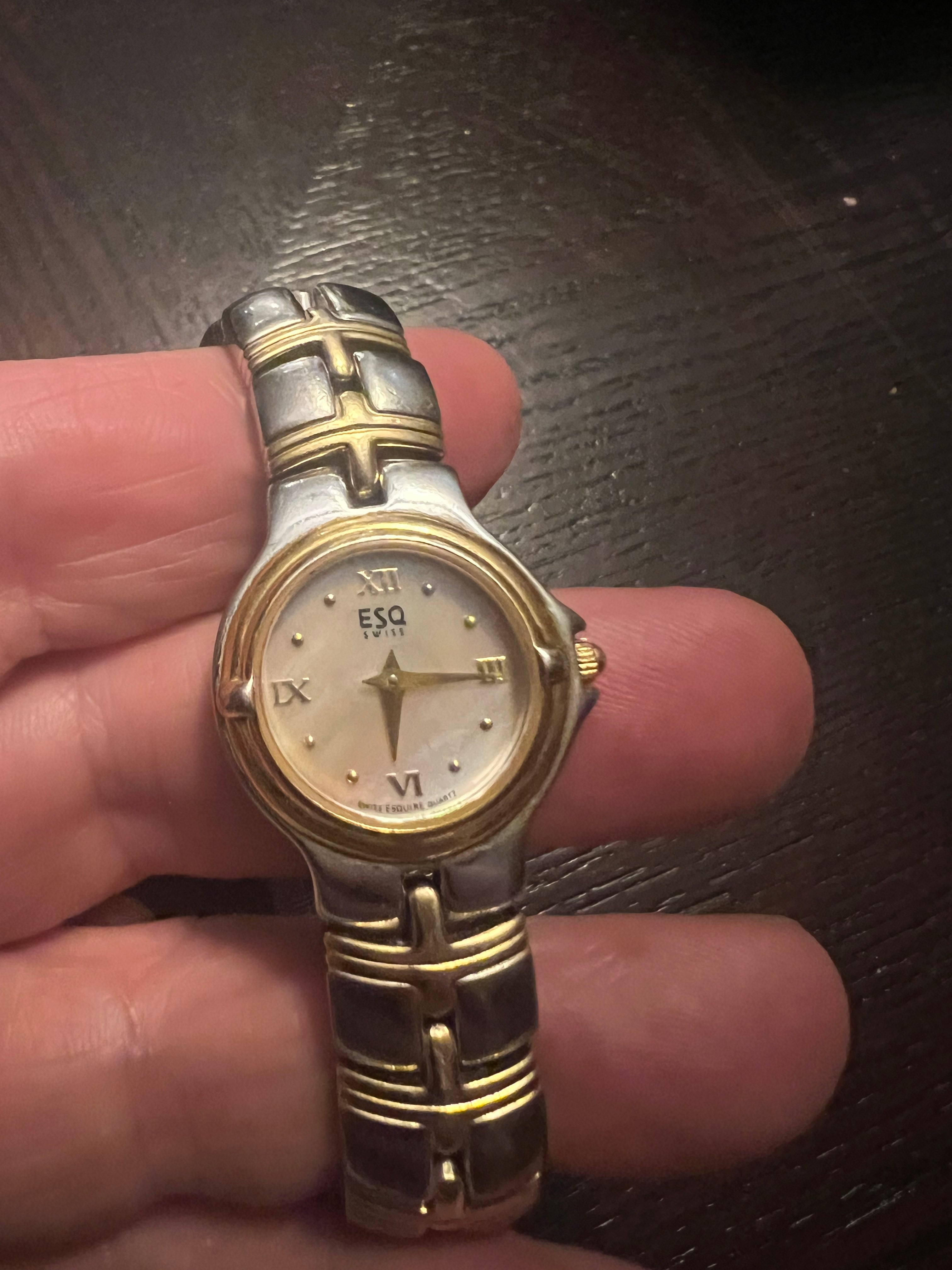 Estate ESQ By Movado Ladies Gold Tone White Dial Roman Numeral Swiss Watch