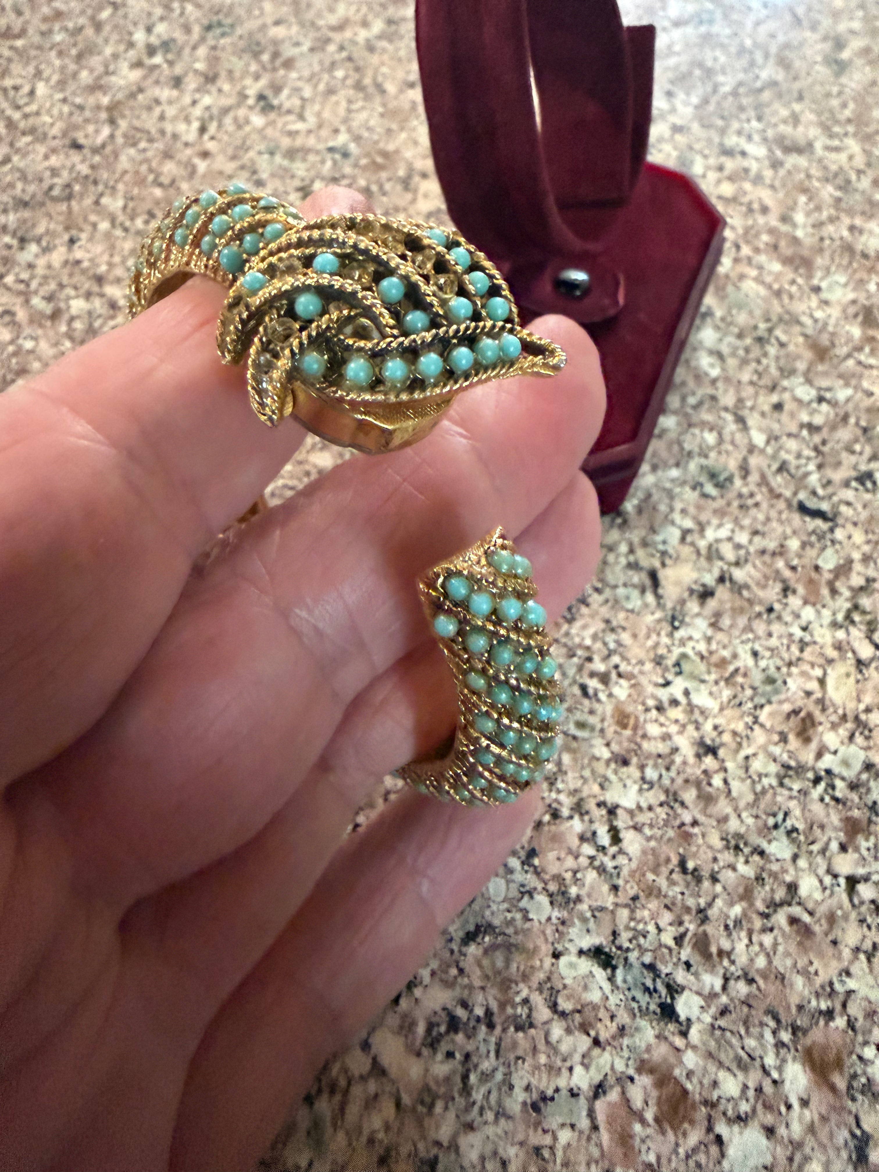 Crawford Vintage Winding Cuff Bangle Ladies Peek A Boo Watch Serviced Runs Great