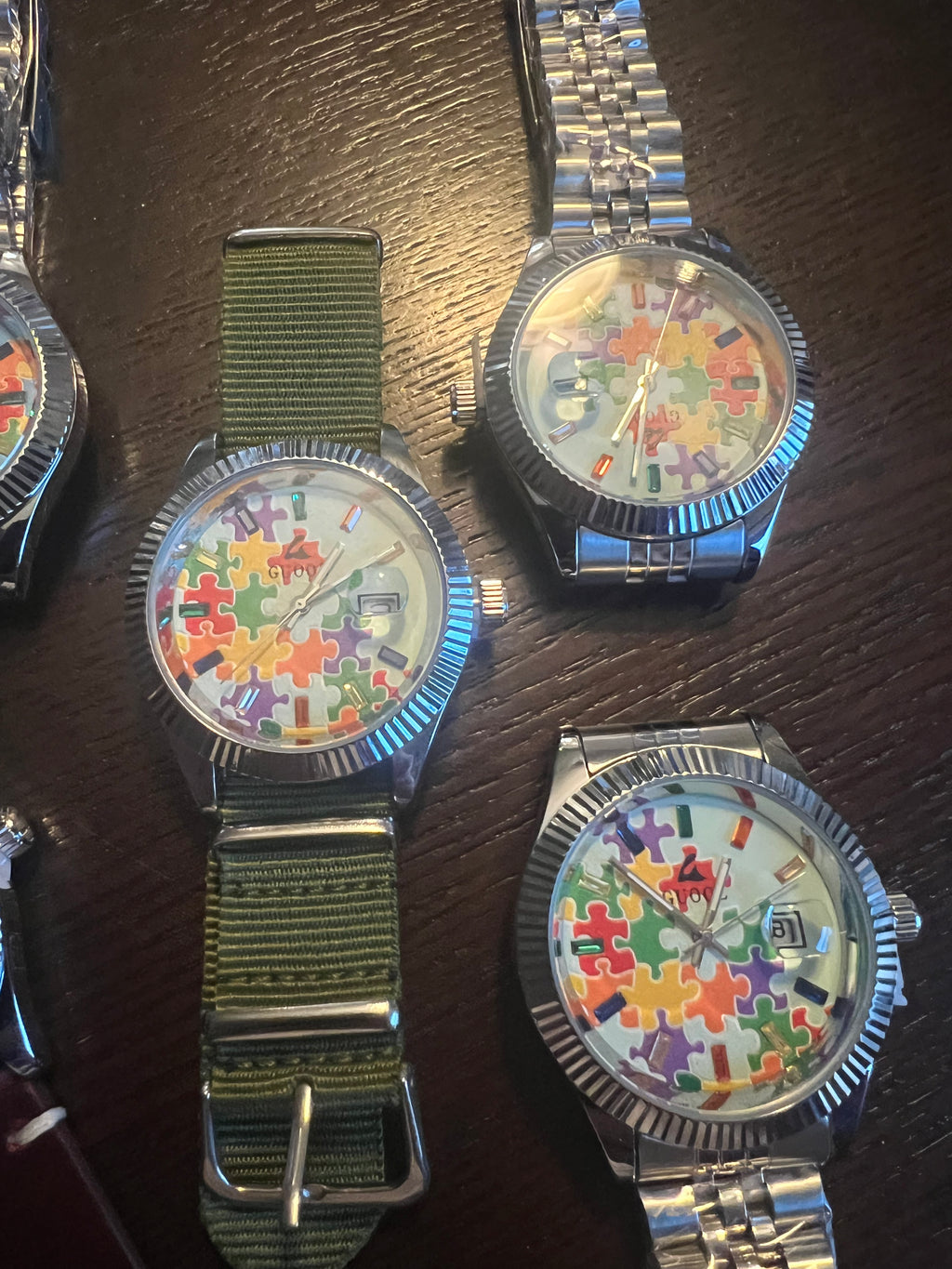 Men’s limited autism awareness watch stainless bracelet lighter blue