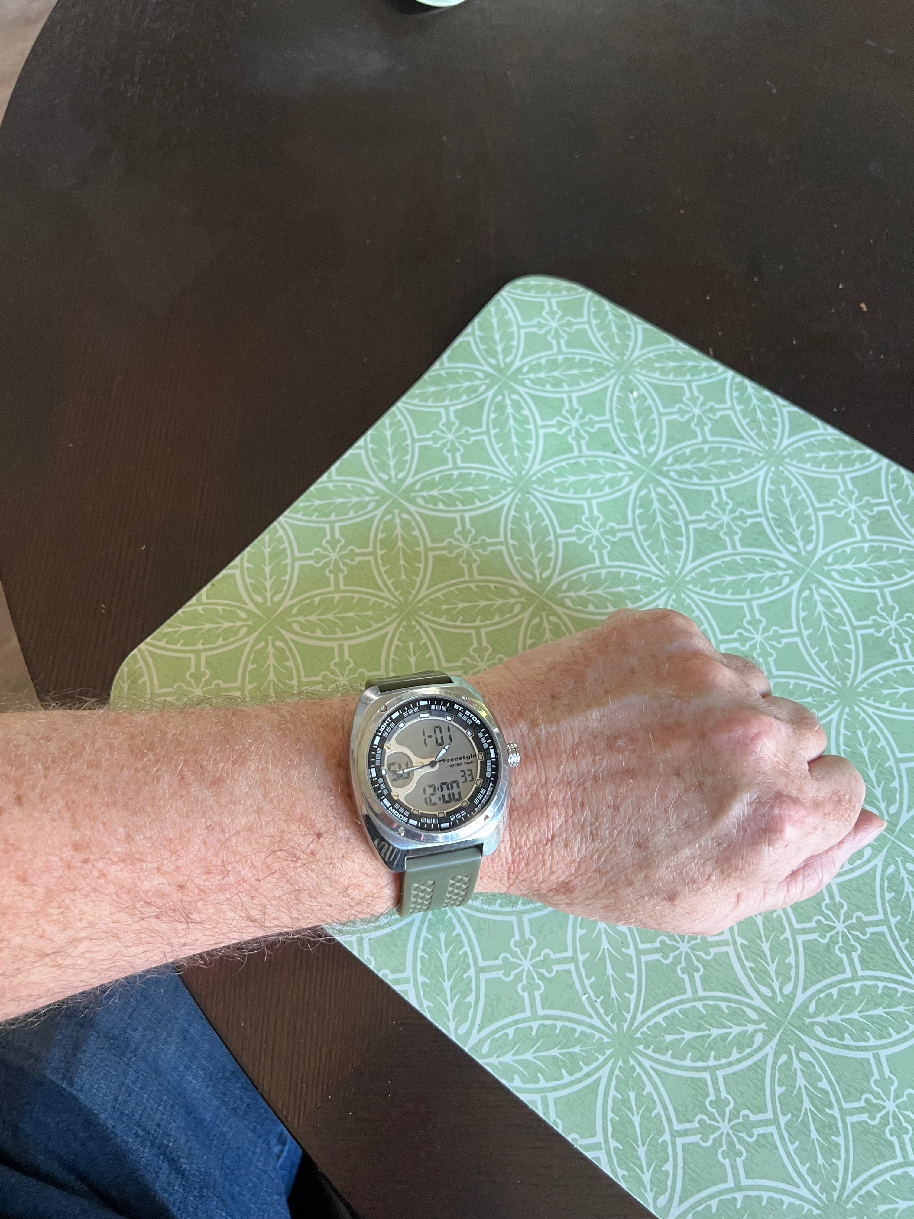 Freestyle Mens Green The Contact Analog Digital Dual Time Date Watch A126-12