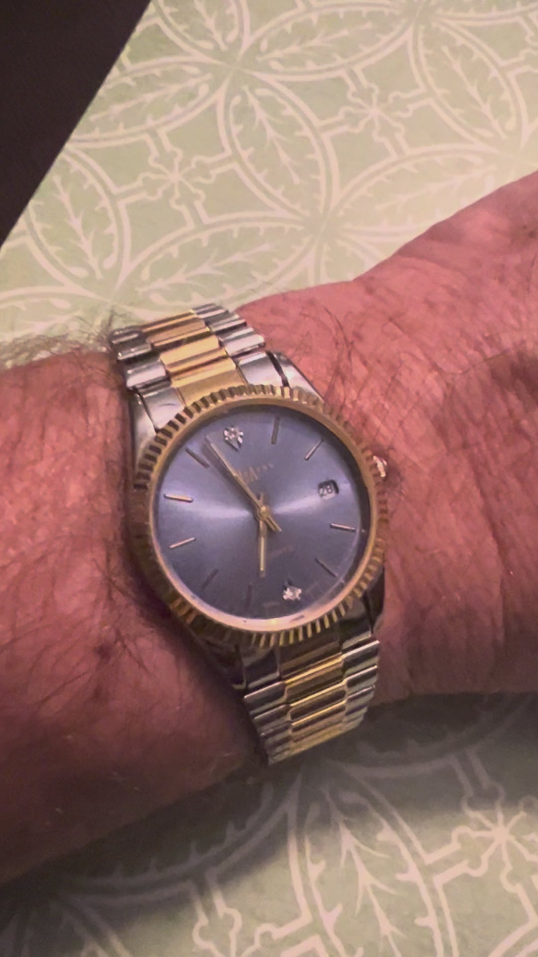 Men’s LA Express two tone dress watch diamond accent