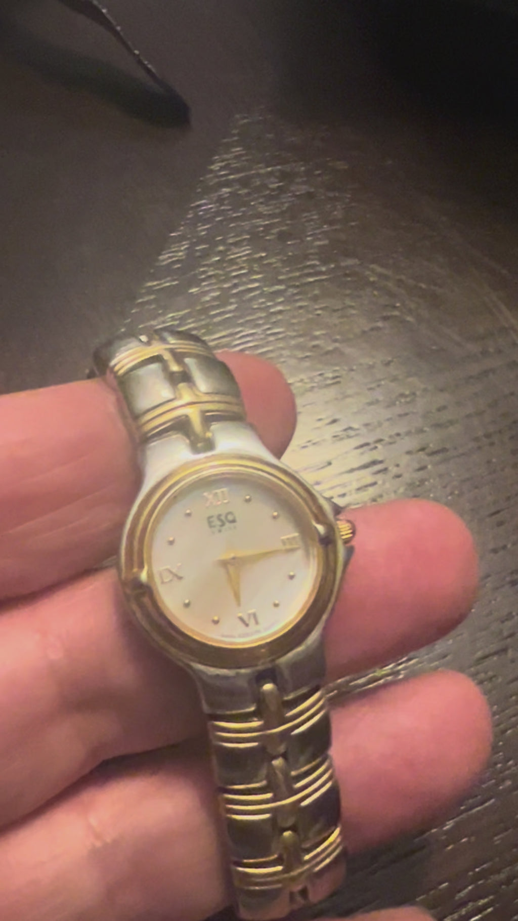 Estate ESQ By Movado Ladies Gold Tone White Dial Roman Numeral Swiss Watch