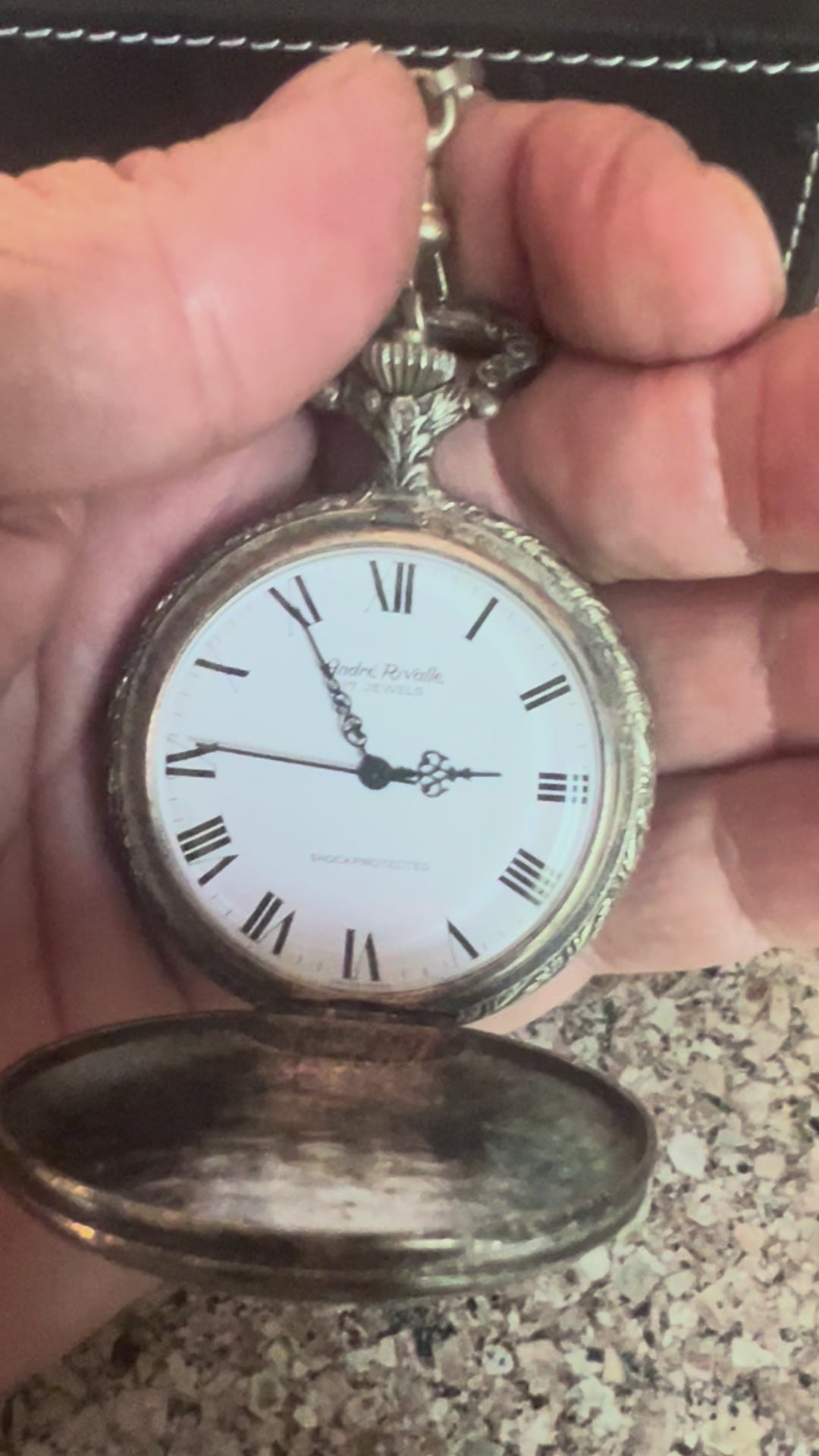 Vintage men’s Andre Rivalle 17-jewel Swiss pocket watch. Runs perfectly