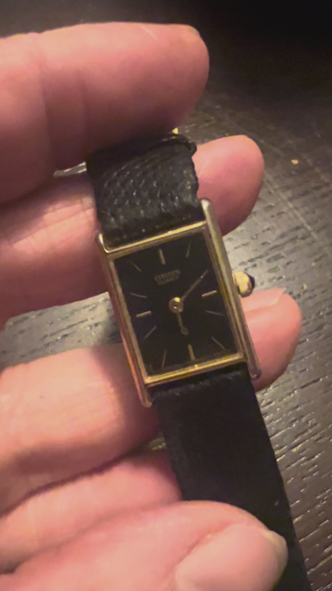 Vintage Citizen  3220-s18604 Dainty Ladies Gold Tone Watch With Lizard Strap