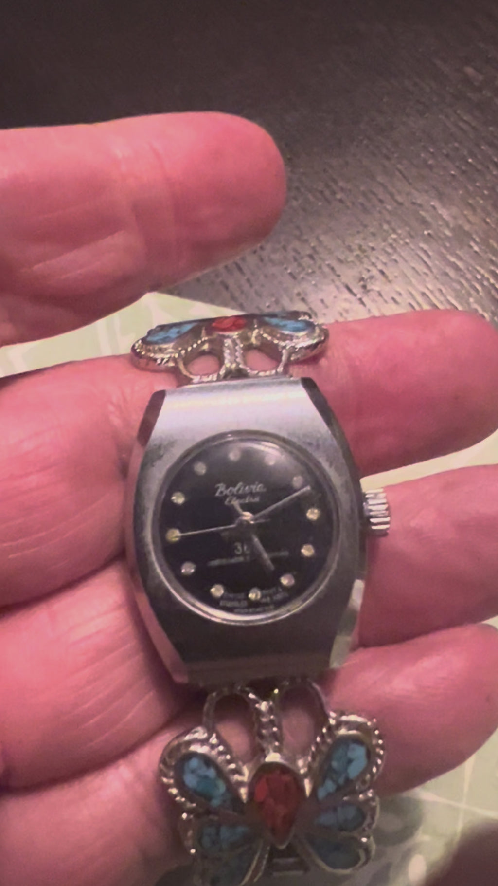 Ladies vintage Bolivia watch with southwestern butterfly band