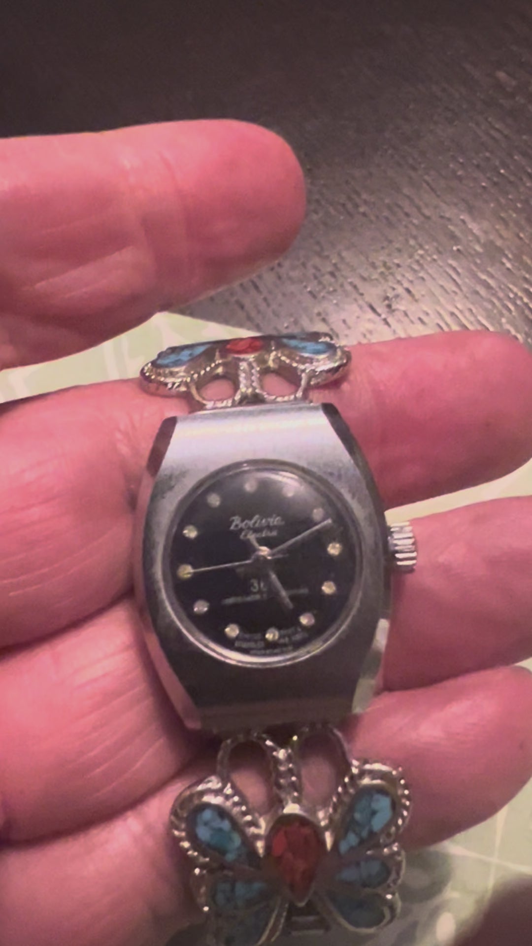 Ladies vintage Bolivia watch with southwestern butterfly band