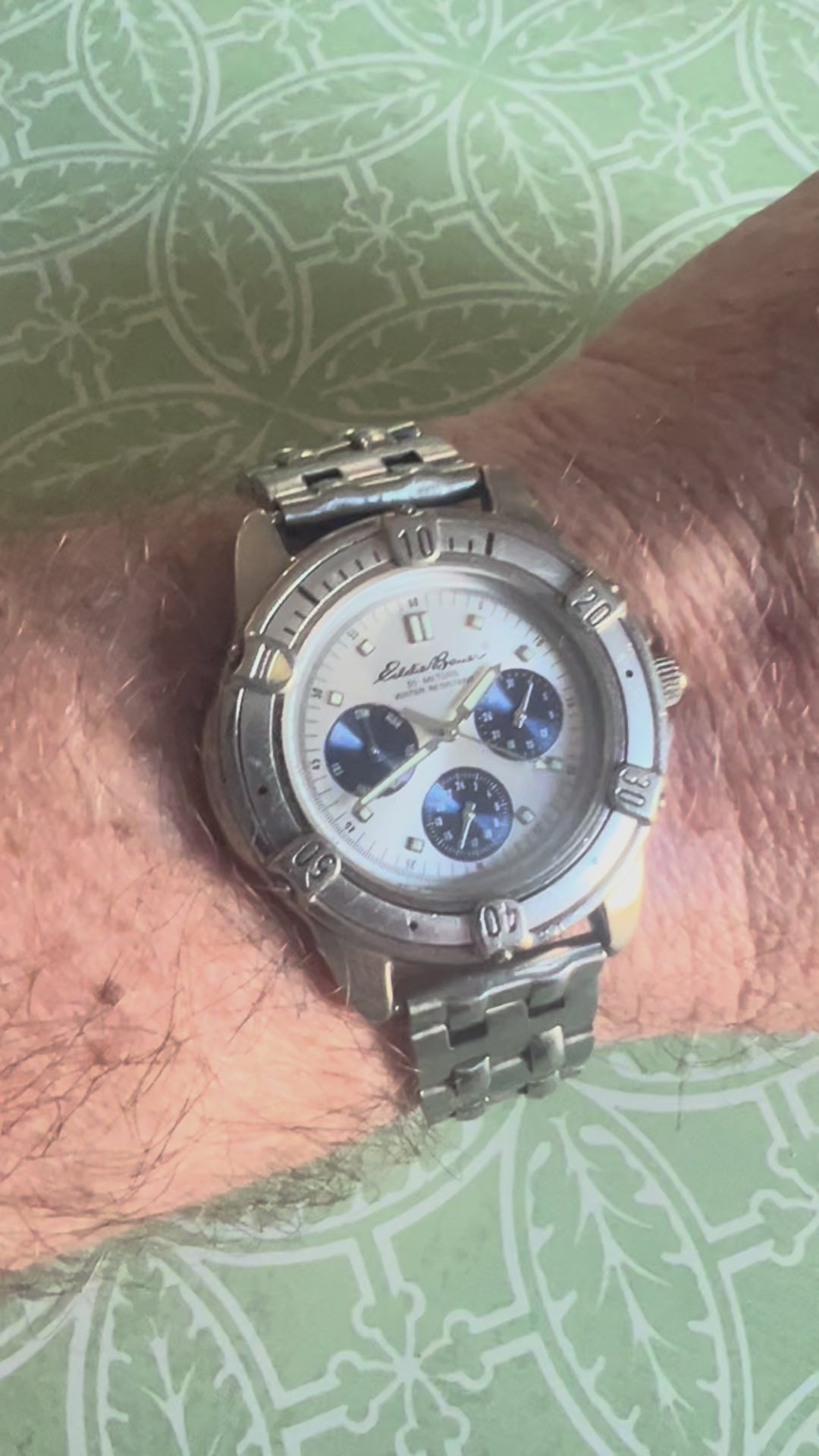 Eddie Bauer #3752 LG 3 EYE Quartz Analog Men's Watch Sz. 7-3/4 New Battery