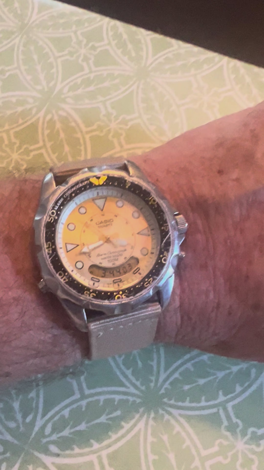 Vintage Casio AD-520 388 April 1991 St. Steel Case Japan DM New Strap New Batt.