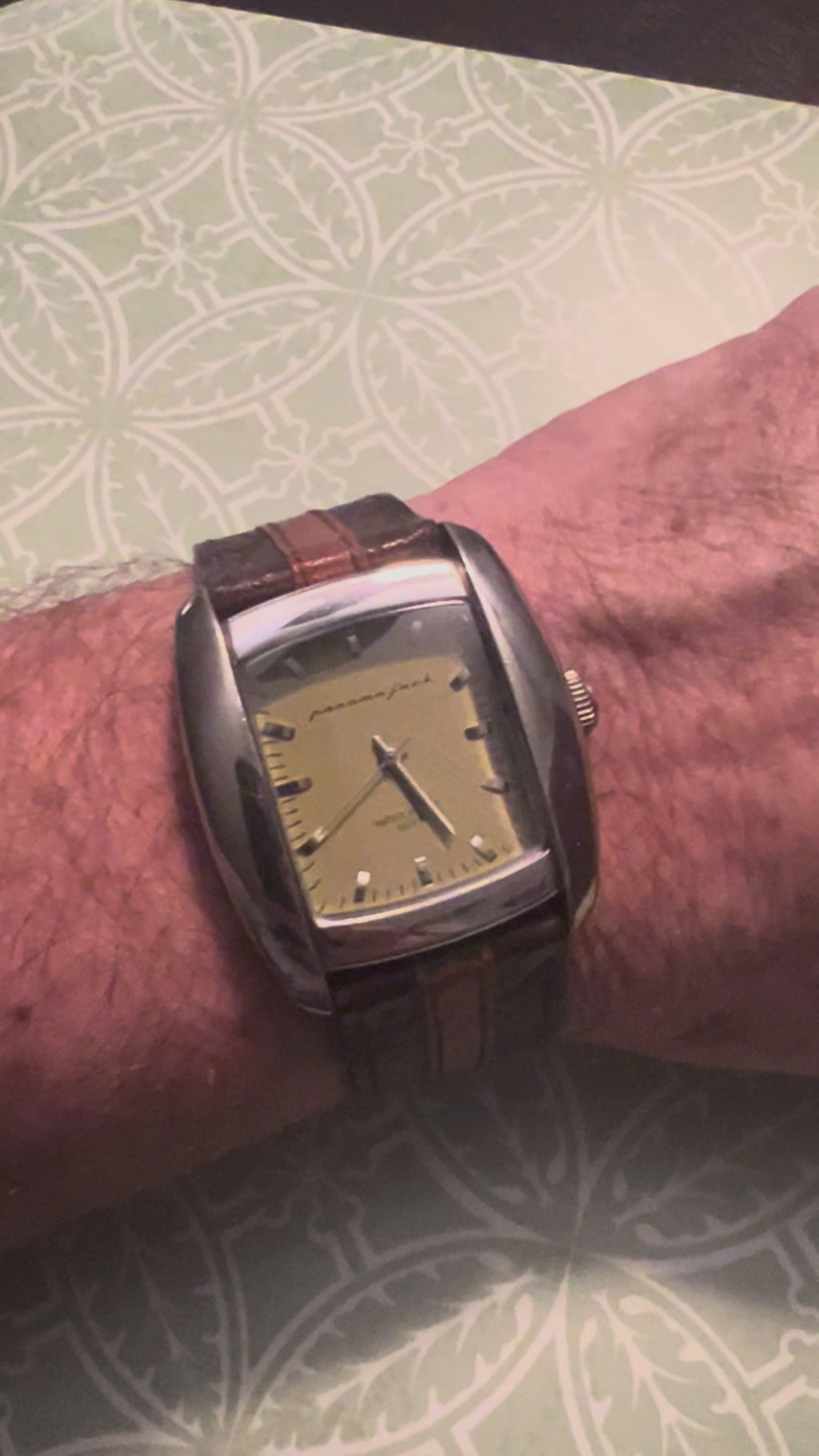 Men’s Panama Jack wide leather strap watch. New battery