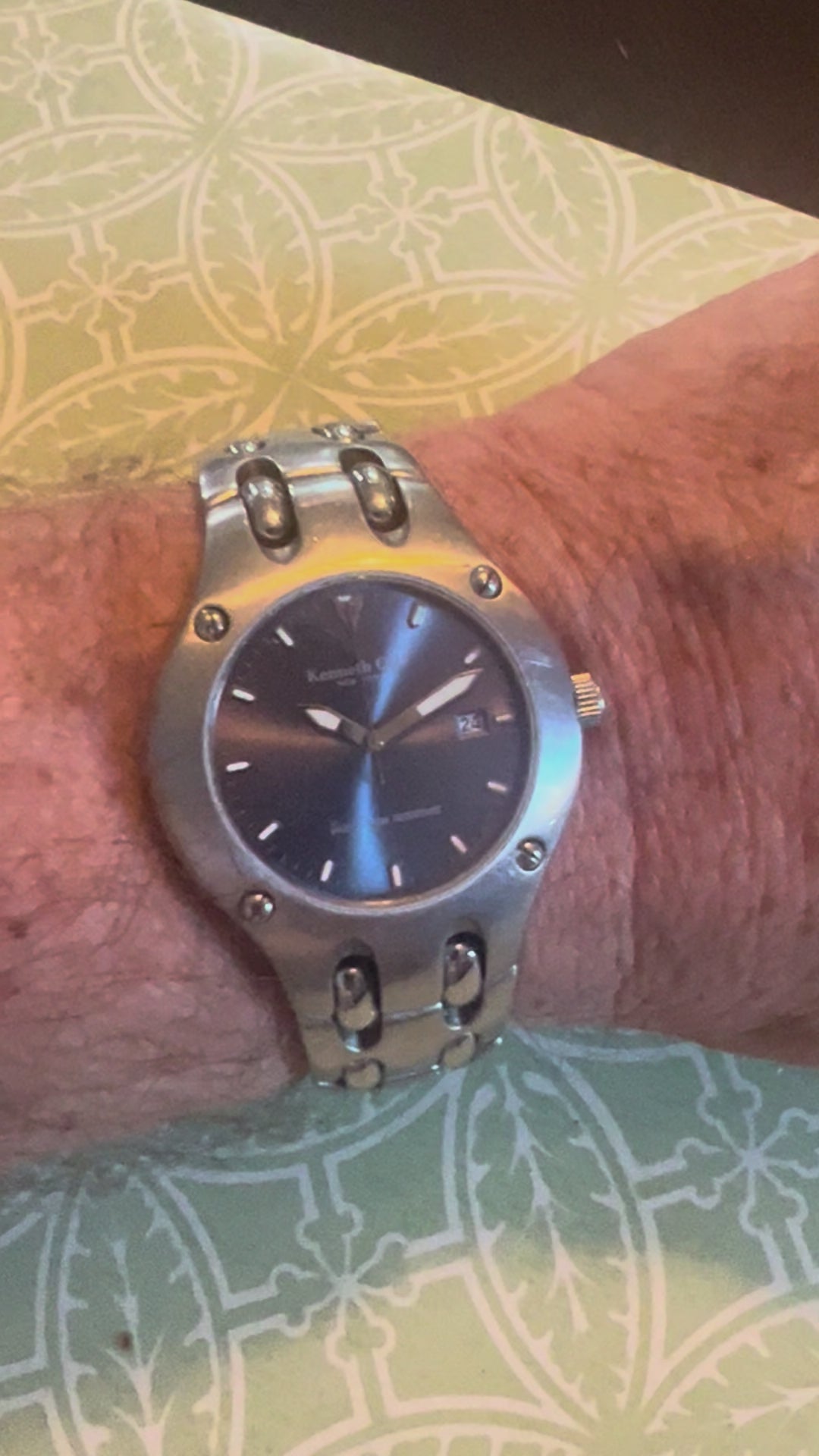 KENNETH COLE NY KC3237 ALL STEEL BLUE DIAL LUME HANDS/MARKS 10ATM MEN'S WATCH