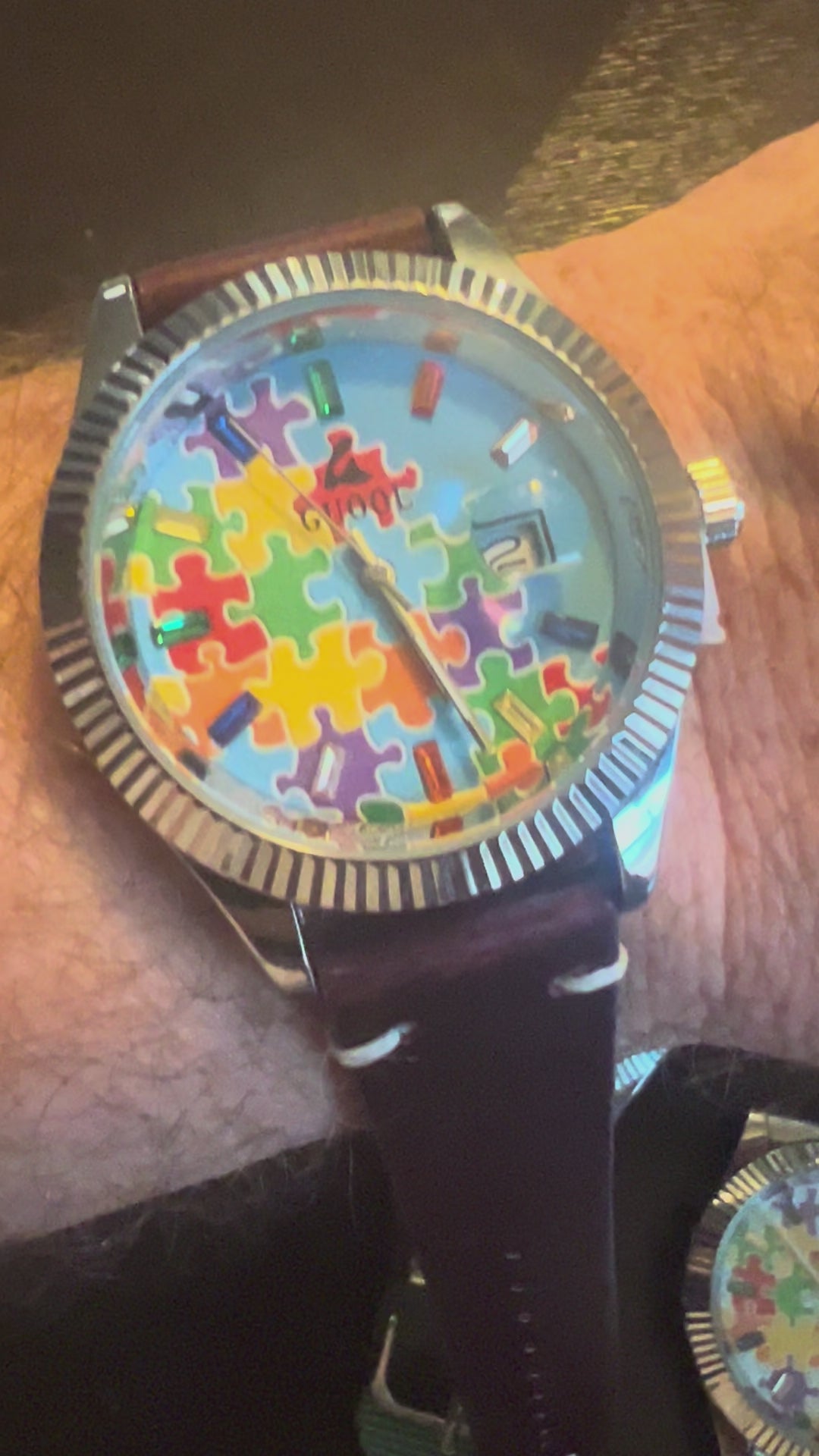 Men’s limited autism awareness watch stainless bracelet lighter blue